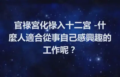 官祿宮化祿入十二宮 -什麼人適合從事自己感興趣的工作呢？