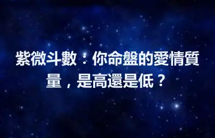 紫微斗數：你命盤的愛情質量，是高還是低？