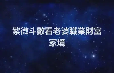 紫微斗數看老婆職業財富家境